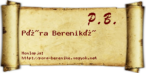Póra Bereniké névjegykártya
